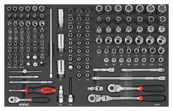 SONIC 214201 Combinatieset 1/4`` & 3/8`` 142-dlg. SFS-0