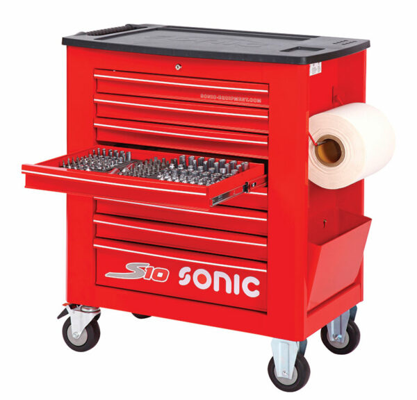 SONIC 733815 Gereedschapswagen S10 gevuld (339 delig) Rood-0