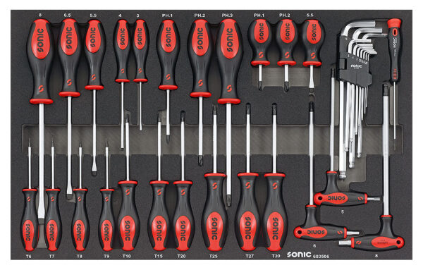 SONIC 729515 Gereedschapswagen S10 gevuld (295 delig) Audi, VW Rood-26354