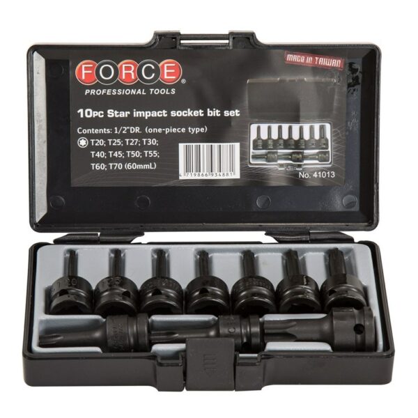 FORCE 41013 1/2" Krachtdoppenset Torx 10 delig-0