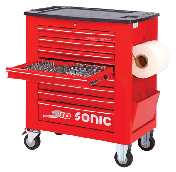 SONIC 727915 Gereedschapswagen S10 gevuld (279 delig) Rood SAE-0