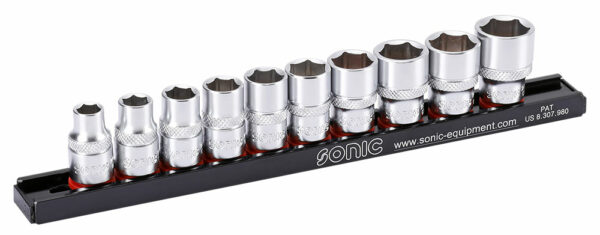 SONIC 201001 Doppenset 3/8'', 10-dlg. op rail-0