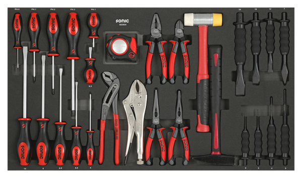 SONIC 602804 Schroevendraaier, tangen en beitel set 28-dlg. SFS-0